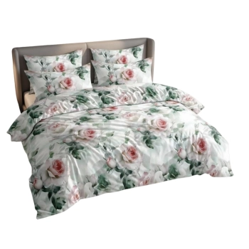 Pościel 200x220 bawełna satynowa róże czerwoen  PK785 z PRZEŚCIERADŁEM